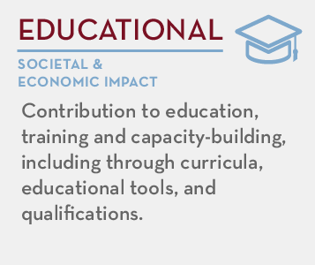 Educational - societal and economic impact: Contribution to education, training and capacity-building, including through curricula, educational tools, and qualifications.