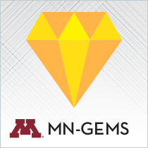 Graphic of a gem and UMN logo: MN-GEMS